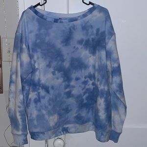 Long Sleeve, Tie-Die Blue Crop, Waffle Print